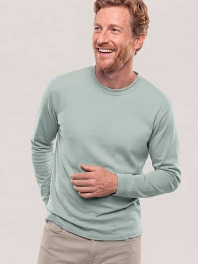 Langarmshirt aus Baumwollmix Lindgrün