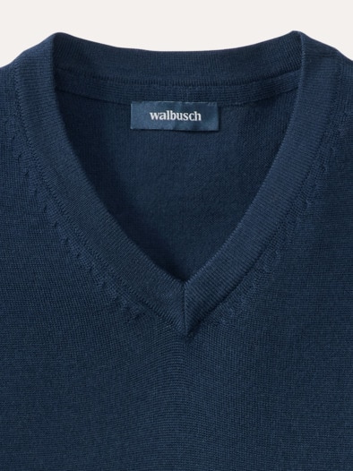 V-Pullover Merino Extrafein Marine