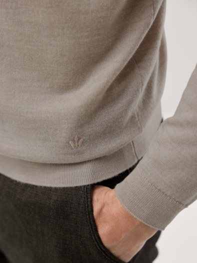 Rundhals-Pullover Merino Extrafein Natur