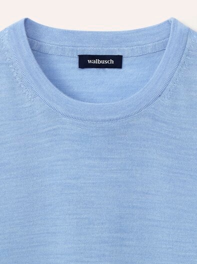 Rundhals-Pullover Merino Extrafein Hellblau