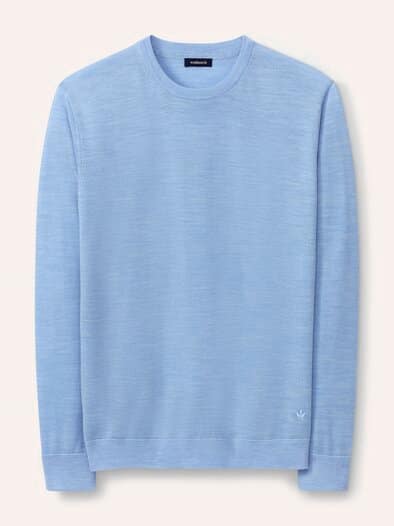 Rundhals-Pullover Merino Extrafein Hellblau