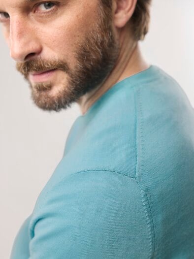 Rundhals-Pullover Merino Extrafein Mintgrün