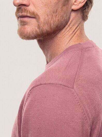 Rundhals-Pullover Merino Extrafein Rosenholz