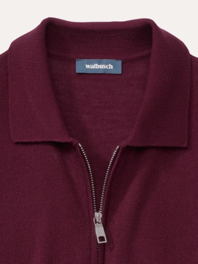 Polo-Pullover Merino Extrafein Bordeaux