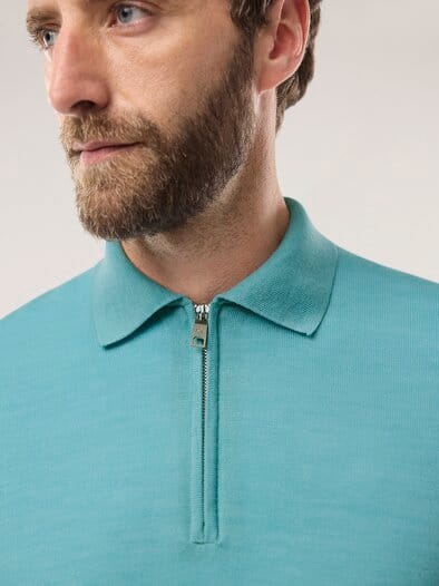 Polo-Pullover Merino Extrafein Mintgrün