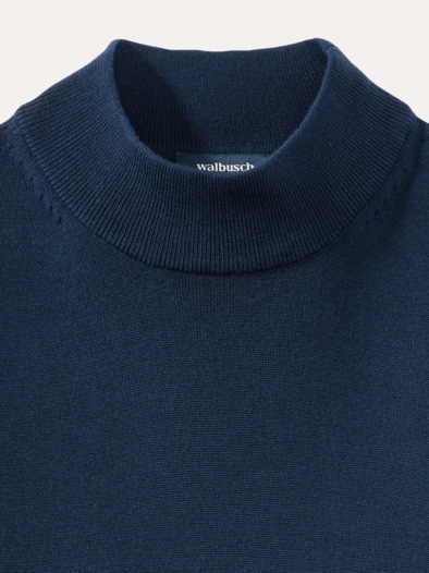 Stehbund-Pullover Merino Extrafein Marine