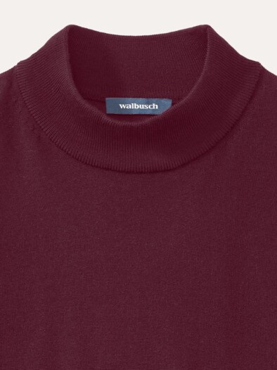 Stehbund-Pullover Merino Extrafein Bordeaux