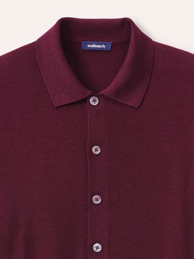 Strickpolo aus Merinowolle Bordeaux