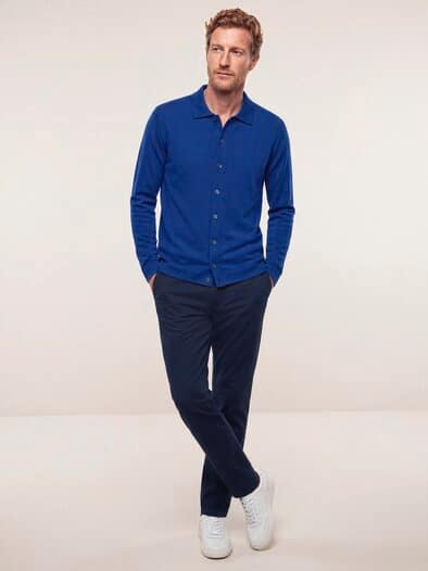 Strickpolo aus Merinowolle Königsblau