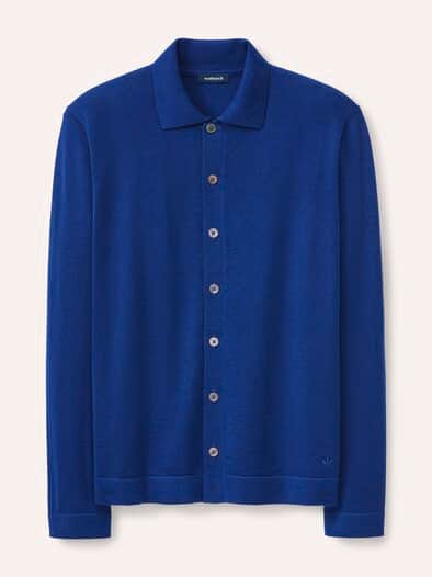 Strickpolo aus Merinowolle Königsblau