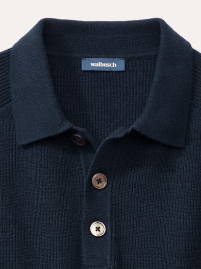 Patentstrick-Polopullover Marine