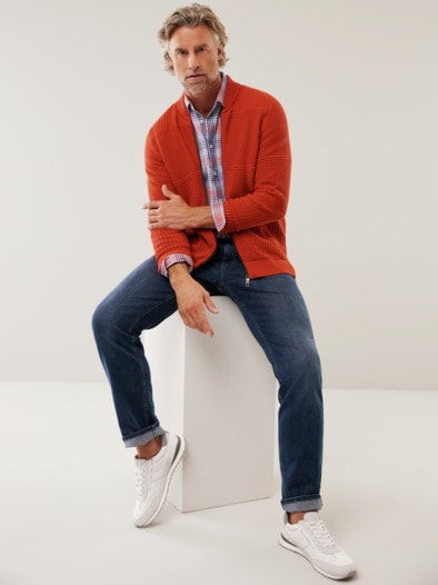 Zip-Jacke Strukturmix Siena Rot
