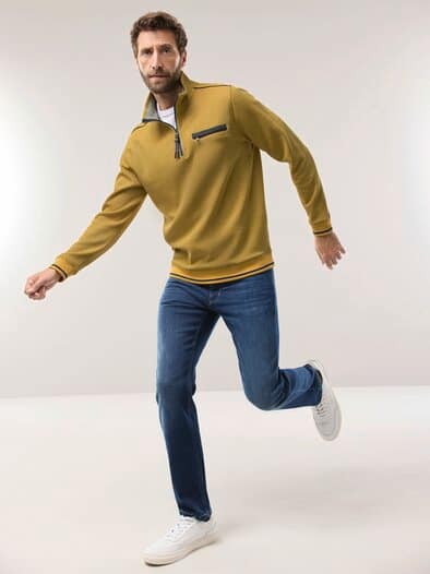 Easycare Struktur-Troyer Bicolor Akaziengelb