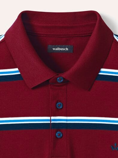 Streifen Polo Rot/Marine