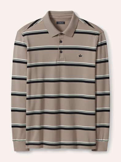 Streifen Polo Sand/Marine