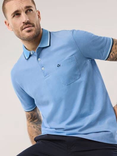 Extraglatt-Polo Bicolor Azurblau