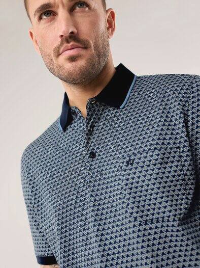 Extraglatt-Polo Bicolor Druck Minimal
