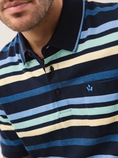 Extraglatt-Polo Bicolor Streifen