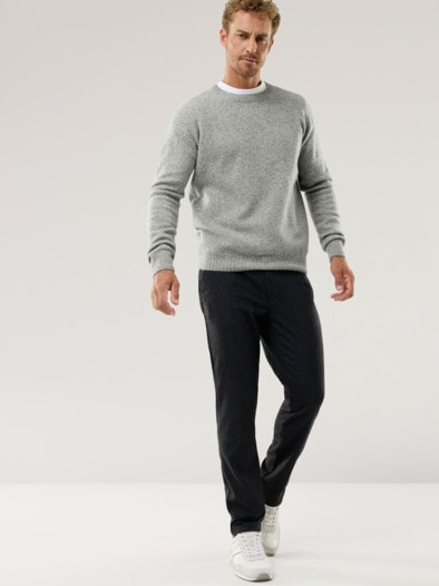 Lammwoll-Pullover Nahtlos Grau Melange
