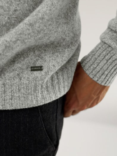 Lammwoll-Pullover Nahtlos Grau Melange