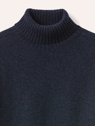 Rollkragenpullover aus Lammwolle Marine
