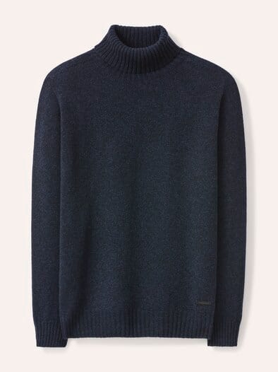 Rollkragenpullover aus Lammwolle Marine