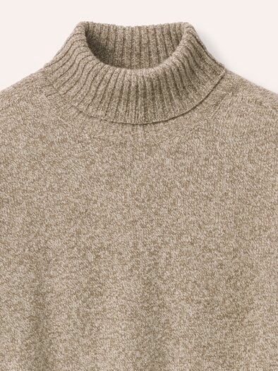 Rollkragenpullover aus Lammwolle Natur