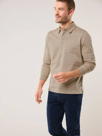 Baumwoll-Polo Webeffekt Sand