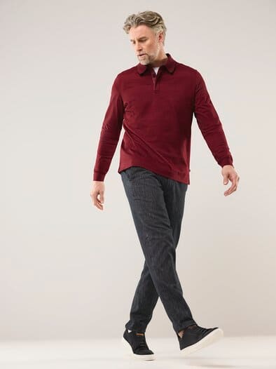 Baumwoll-Polo Webeffekt Dunkelrot
