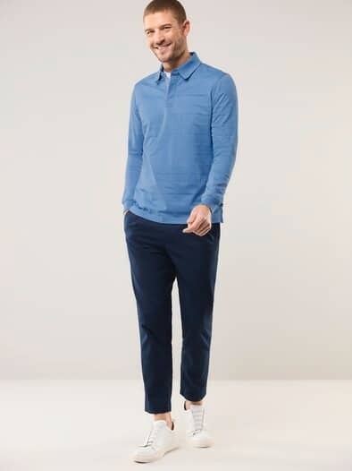 Baumwoll-Polo Webeffekt Rauchblau