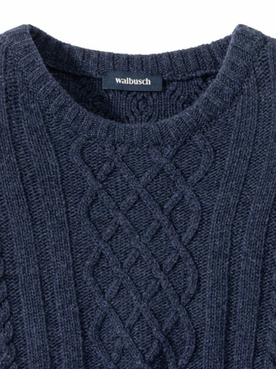 Aran-Pullover Jeansblau