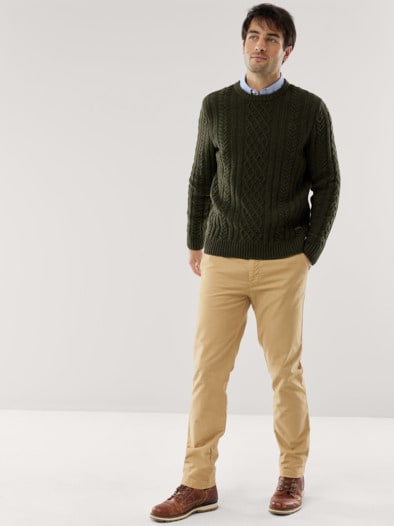 Aran-Pullover Oliv