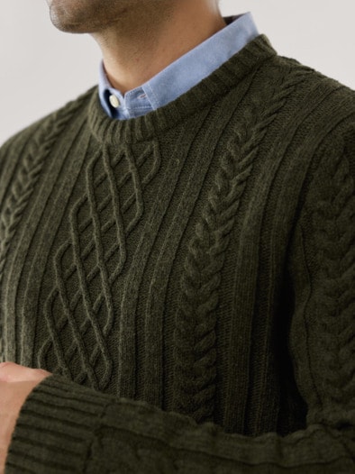 Aran-Pullover Oliv
