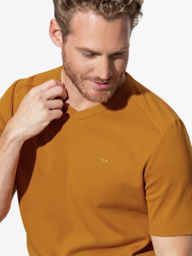 Zu schade für drunter-Shirt V-Neck Safran