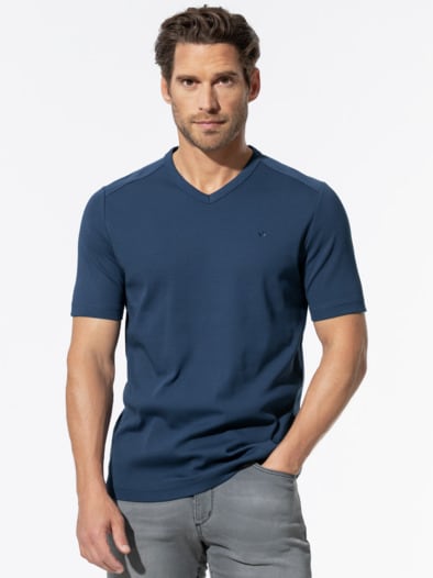 Zu schade für drunter-Shirt V-Neck Mittelblau