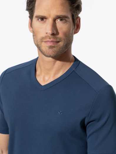 Zu schade für drunter-Shirt V-Neck Mittelblau