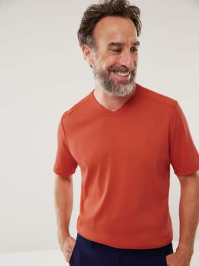 Zu schade für drunter-Shirt V-Neck Koralle