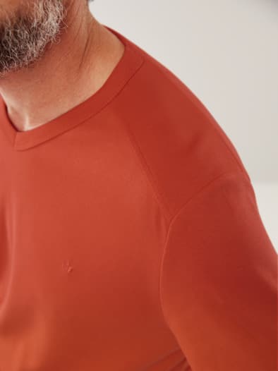 Zu schade für drunter-Shirt V-Neck Koralle