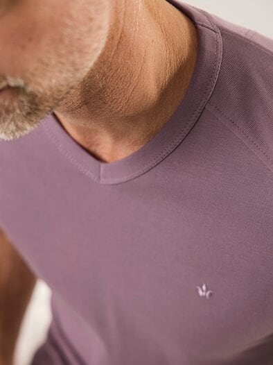 Zu schade für drunter-Shirt V-Neck Flieder