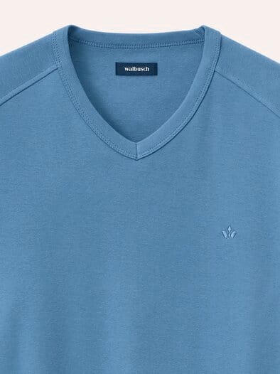 Zu schade für drunter-Shirt V-Neck Rauchblau