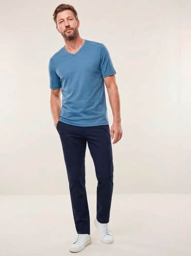 Zu schade für drunter-Shirt V-Neck Rauchblau