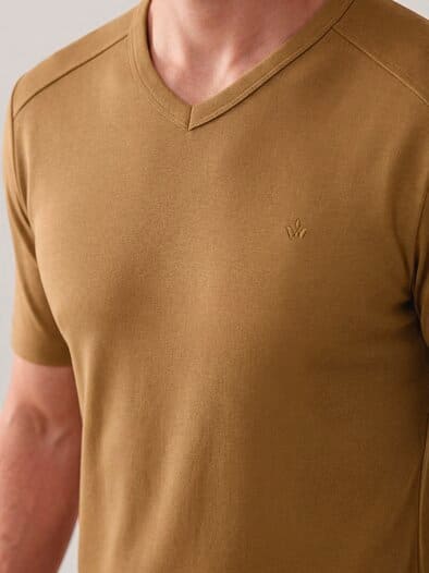 Zu schade für drunter-Shirt V-Neck Cognac