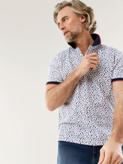 Pique-Polo Hitzefrei Druck Weiß