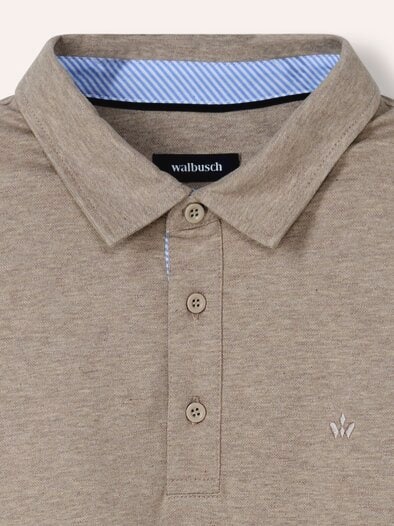 Langarmpolo aus Baumwollmix Sand