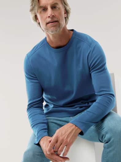 Langarm Zu schade für Drunter-Shirt Mittelblau