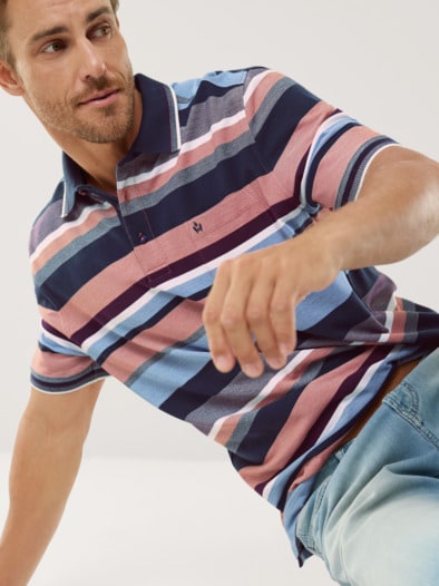 Extraglatt-Polo Bicolor Str.Multicolor