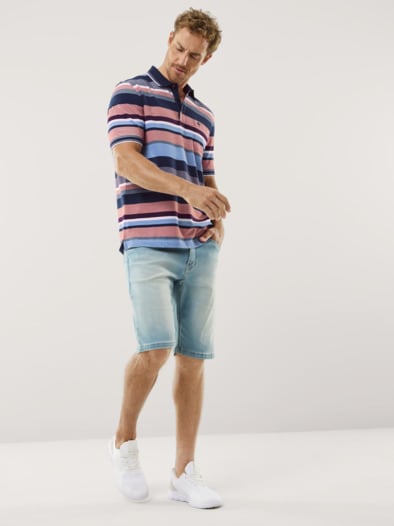 Extraglatt-Polo Bicolor Str.Multicolor