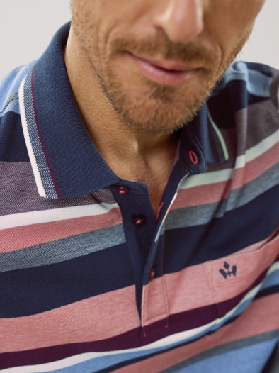 Extraglatt-Polo Bicolor Str.Multicolor