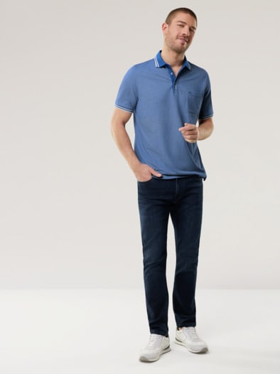 Extraglatt-Polo Bicolor Lichtblau