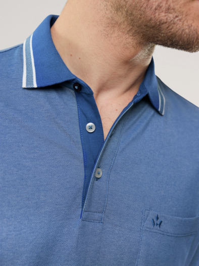 Extraglatt-Polo Bicolor Lichtblau